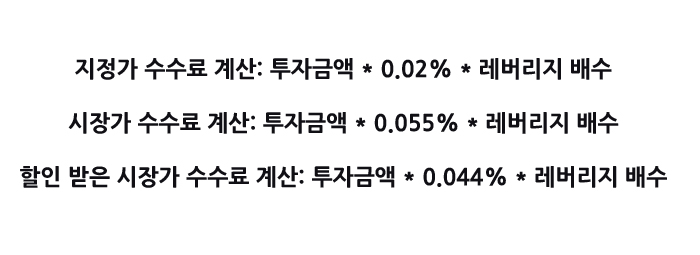 바이비트 레버리지 수수료 계산 지정가 시장가 2가지 